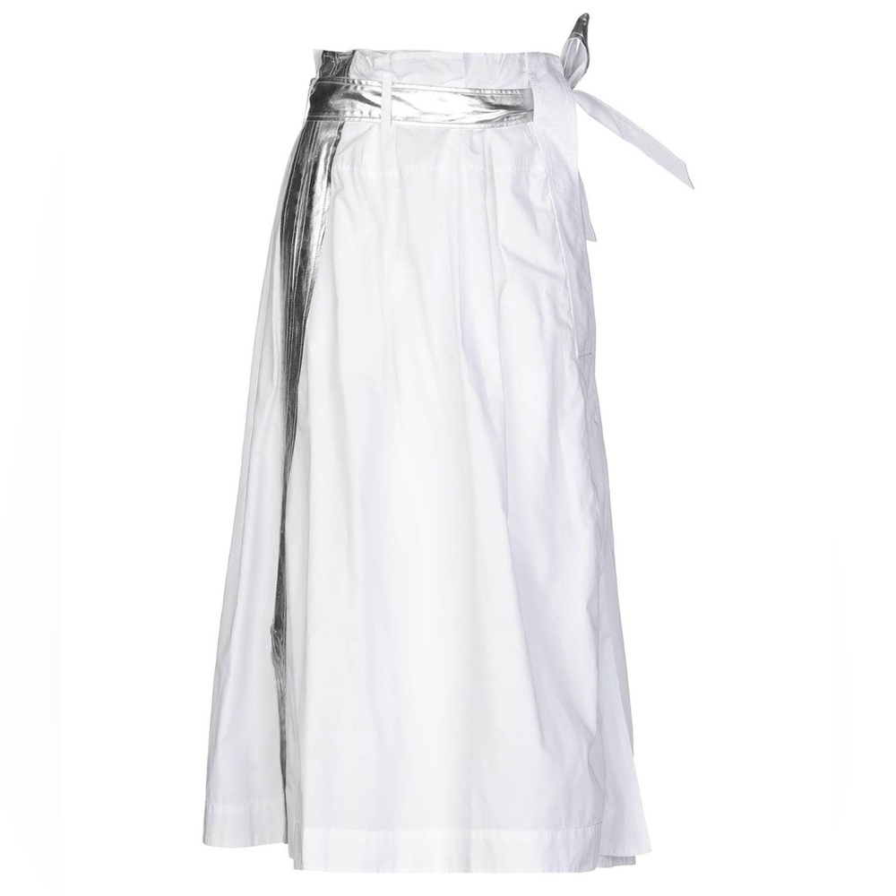 Paco Rabanne White Maxi Skirt with Silver Panel